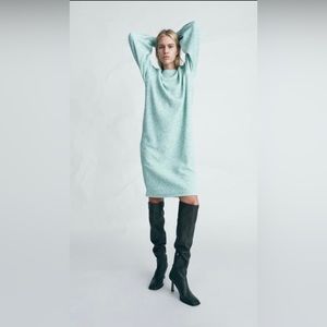 Zara sweater dress celery color size Small